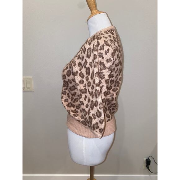 Demylee × J. Crew Leopard Print Sweater Puff Short Sleeve  Wool Mohair XS - Picture 2 of 5